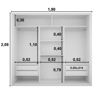 Placard con 3 Puertas Corredizas 
